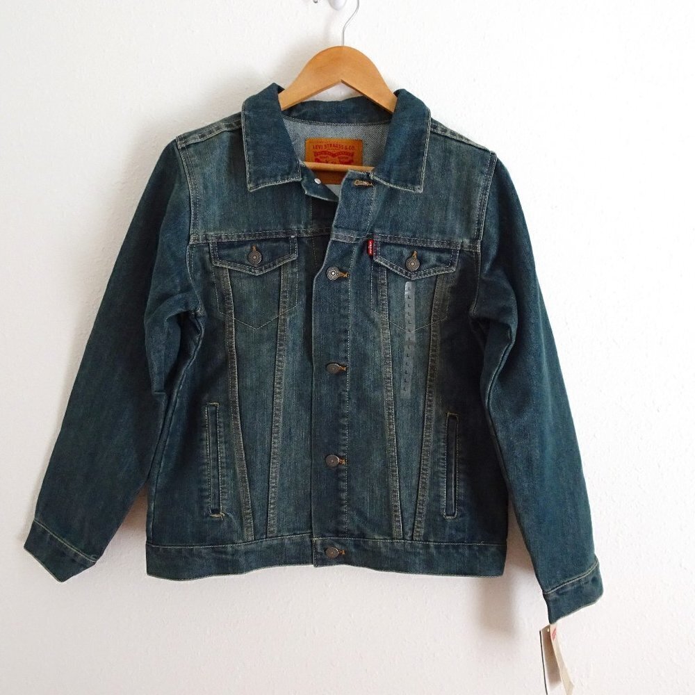 Levi's Jean Jacket Big Boys Size L Blue Denim Stretch Pockets